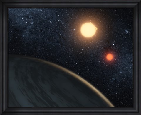 Framed Artist&#39;s concept Illustrating Kepler-16b Print