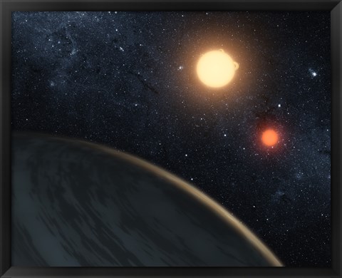 Framed Artist&#39;s concept Illustrating Kepler-16b Print