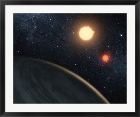 Framed Artist&#39;s concept Illustrating Kepler-16b Print