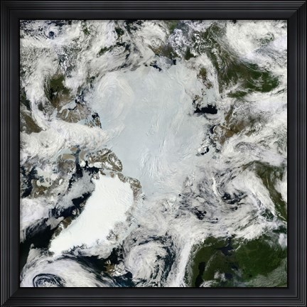 Framed Satellite view of the North Pole Print