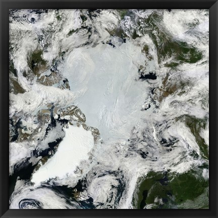Framed Satellite view of the North Pole Print