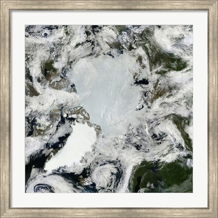 Framed Satellite view of the North Pole Print