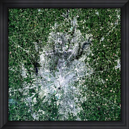 Framed Satellite view of Indianapolis, Indiana Print