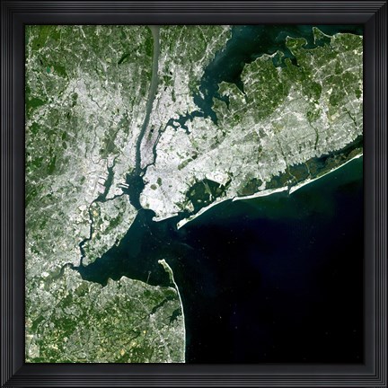 Framed Satellite view of New York City Print