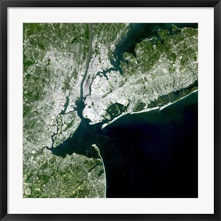 Framed Satellite view of New York City Print