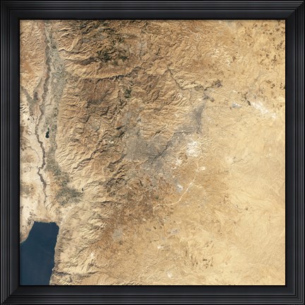 Framed Natural-color Satellite view of Amman, Jordan Print
