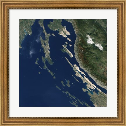 Framed Satellite view of the Croatian Islands in the Adriatic Sea Print