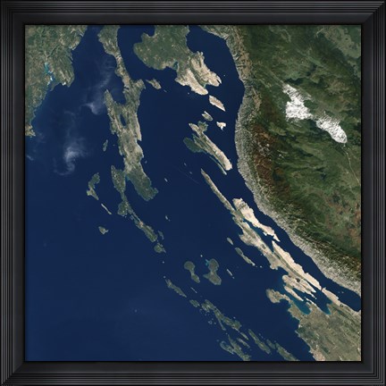 Framed Satellite view of the Croatian Islands in the Adriatic Sea Print