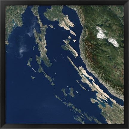 Framed Satellite view of the Croatian Islands in the Adriatic Sea Print