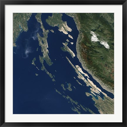 Framed Satellite view of the Croatian Islands in the Adriatic Sea Print