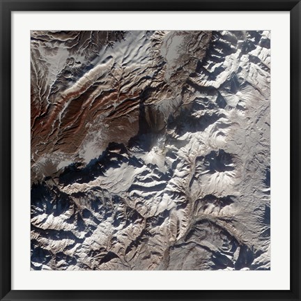 Framed Satellite Image of Russia&#39;s Kizimen Volcano Print