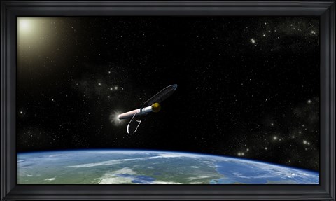 Framed Artist&#39;s concept of the Atlas V541 Launch Vehicle in Orbit Print
