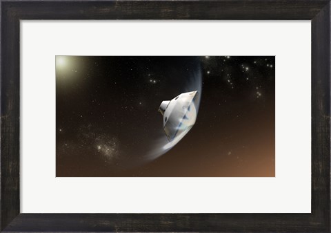Framed Concept of NASA&#39;s Mars Science Laboratory Aeroshell Capsule as it Enters the Martian atmosphere Print