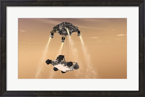 Framed Sky Crane Maneuver During the Descent of NASA&#39;s Curiosity Rover Print