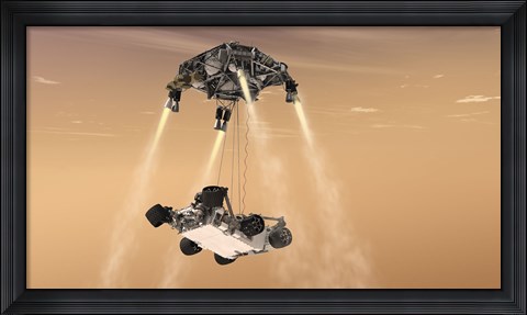Framed Sky Crane Maneuver During the Descent of NASA&#39;s Curiosity Rover Print