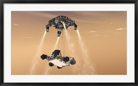 Framed Sky Crane Maneuver During the Descent of NASA&#39;s Curiosity Rover Print