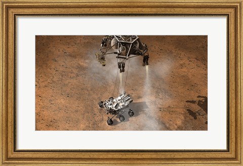 Framed Artist&#39;s Concept of NASA&#39;s Curiosity rover touching Down onto the Martian surface Print