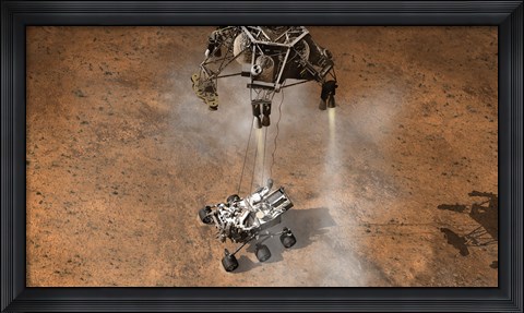 Framed Artist&#39;s Concept of NASA&#39;s Curiosity rover touching Down onto the Martian surface Print