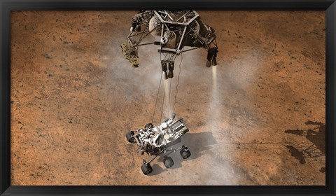 Framed Artist&#39;s Concept of NASA&#39;s Curiosity rover touching Down onto the Martian surface Print