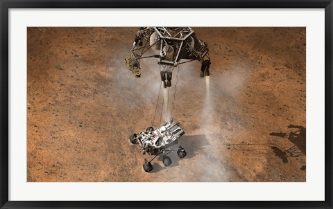 Framed Artist&#39;s Concept of NASA&#39;s Curiosity rover touching Down onto the Martian surface Print