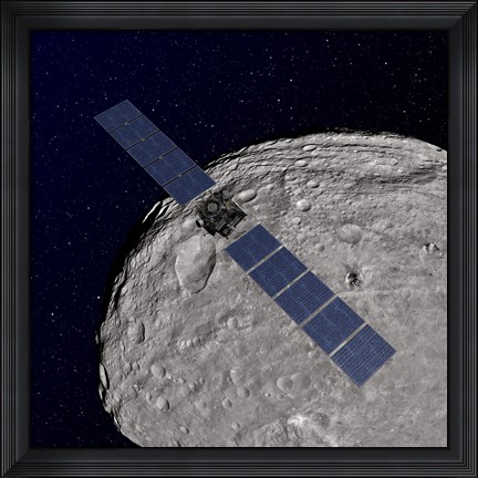Framed NASA&#39;s Dawn Spacecraft Orbiting the Giant Asteroid Vesta Print