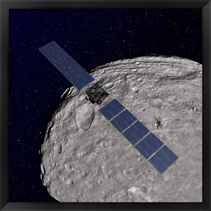 Framed NASA&#39;s Dawn Spacecraft Orbiting the Giant Asteroid Vesta Print