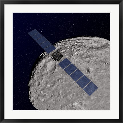 Framed NASA&#39;s Dawn Spacecraft Orbiting the Giant Asteroid Vesta Print