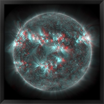 Framed Full Sun with lots of Sunspots and Active regions in 3D Print