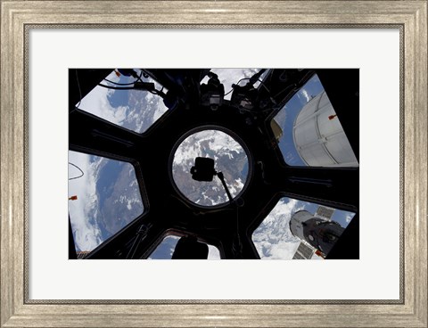 Framed View of Earth through the Cupola on the International Space Station Print