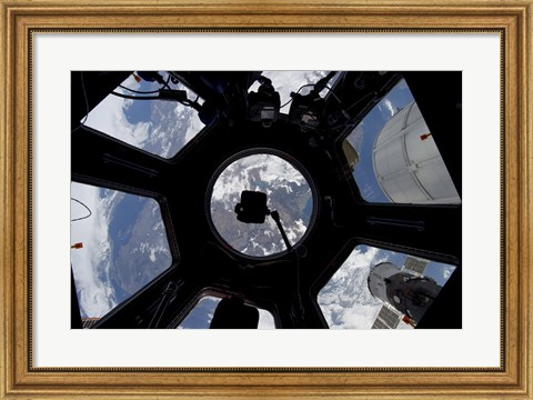 Framed View of Earth through the Cupola on the International Space Station Print