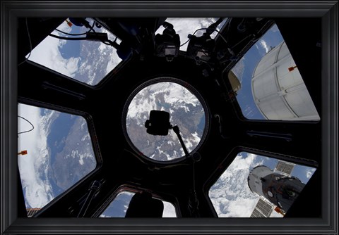 Framed View of Earth through the Cupola on the International Space Station Print