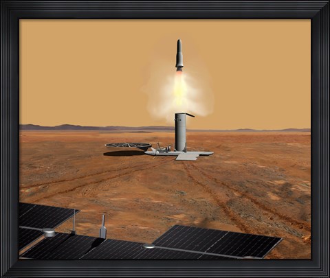 Framed Concept of an Ascent vehicle Leaving Mars Print
