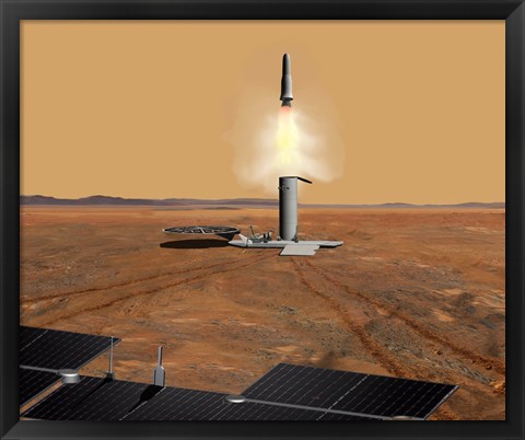 Framed Concept of an Ascent vehicle Leaving Mars Print