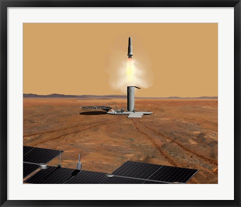 Framed Concept of an Ascent vehicle Leaving Mars Print