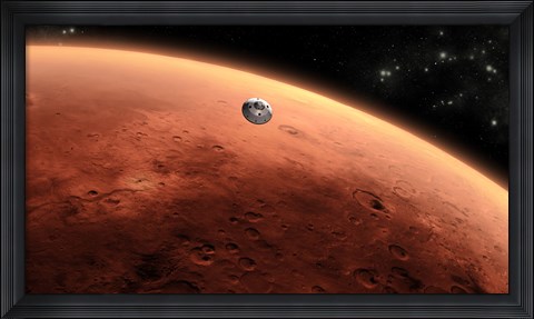 Framed Artist&#39;s concept of NASA&#39;s Mars Science Laboratory Spacecraft approaching Mars Print