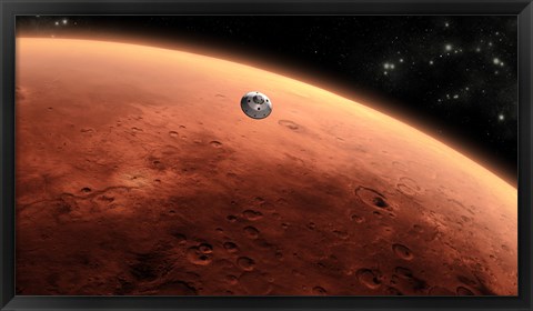 Framed Artist&#39;s concept of NASA&#39;s Mars Science Laboratory Spacecraft approaching Mars Print