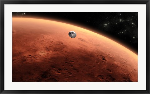 Framed Artist&#39;s concept of NASA&#39;s Mars Science Laboratory Spacecraft approaching Mars Print