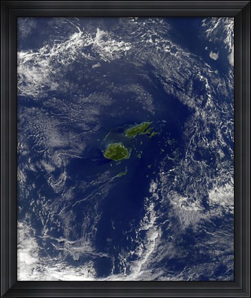 Framed Satellite view of Vanua Levu, the Second Largest Island of Fiji Print