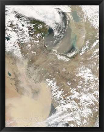 Framed intense Dust Storm Blows over the Middle East Print