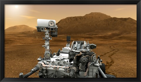 Framed Artist concept of NASA&#39;s Curiosity rover Print