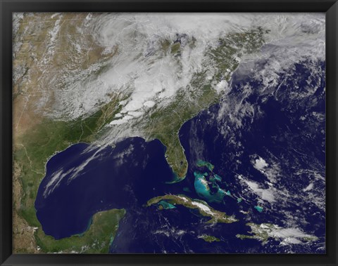 Framed Satellite Image Showing Severe Thunderstorms and Tornados in the Eastern United States Print