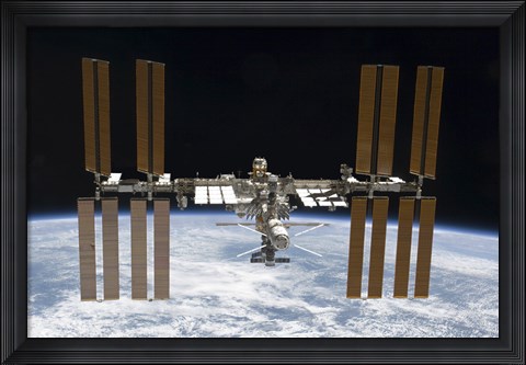 Framed International Space Station in Orbit Above Earth Print