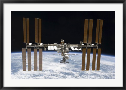 Framed International Space Station in Orbit Above Earth Print