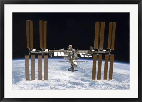 Framed International Space Station in Orbit Above Earth Print