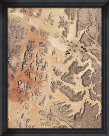 Framed Satellite View of Wadi Rum in Southwestern Jordan Print