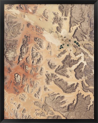 Framed Satellite View of Wadi Rum in Southwestern Jordan Print