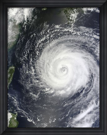 Framed Typhoon Muifa east of Taiwan in the Pacific Ocean Print