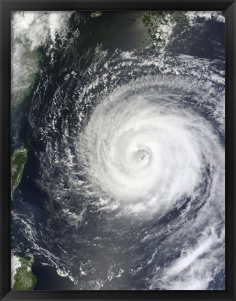 Framed Typhoon Muifa east of Taiwan in the Pacific Ocean Print