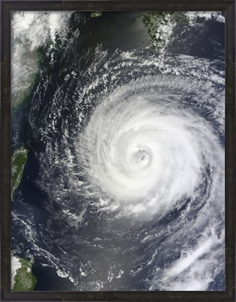 Framed Typhoon Muifa east of Taiwan in the Pacific Ocean Print