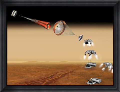 Framed Artist&#39;s Concept of a Proposed Mars sample Return Mission Print